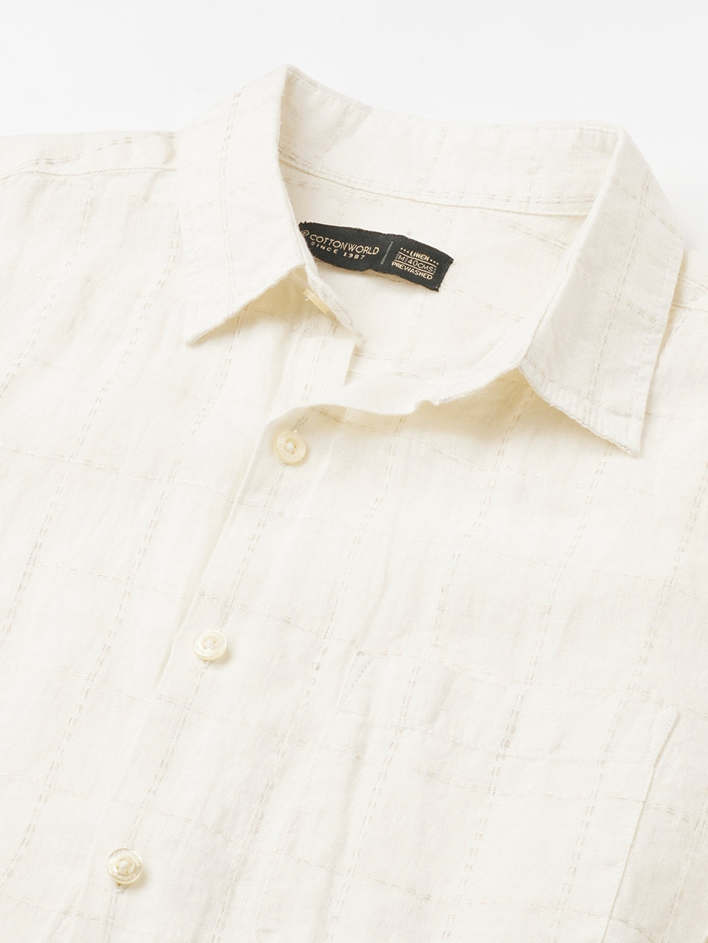 Men's Offwhite 100% Linen Regular Fit Shirt