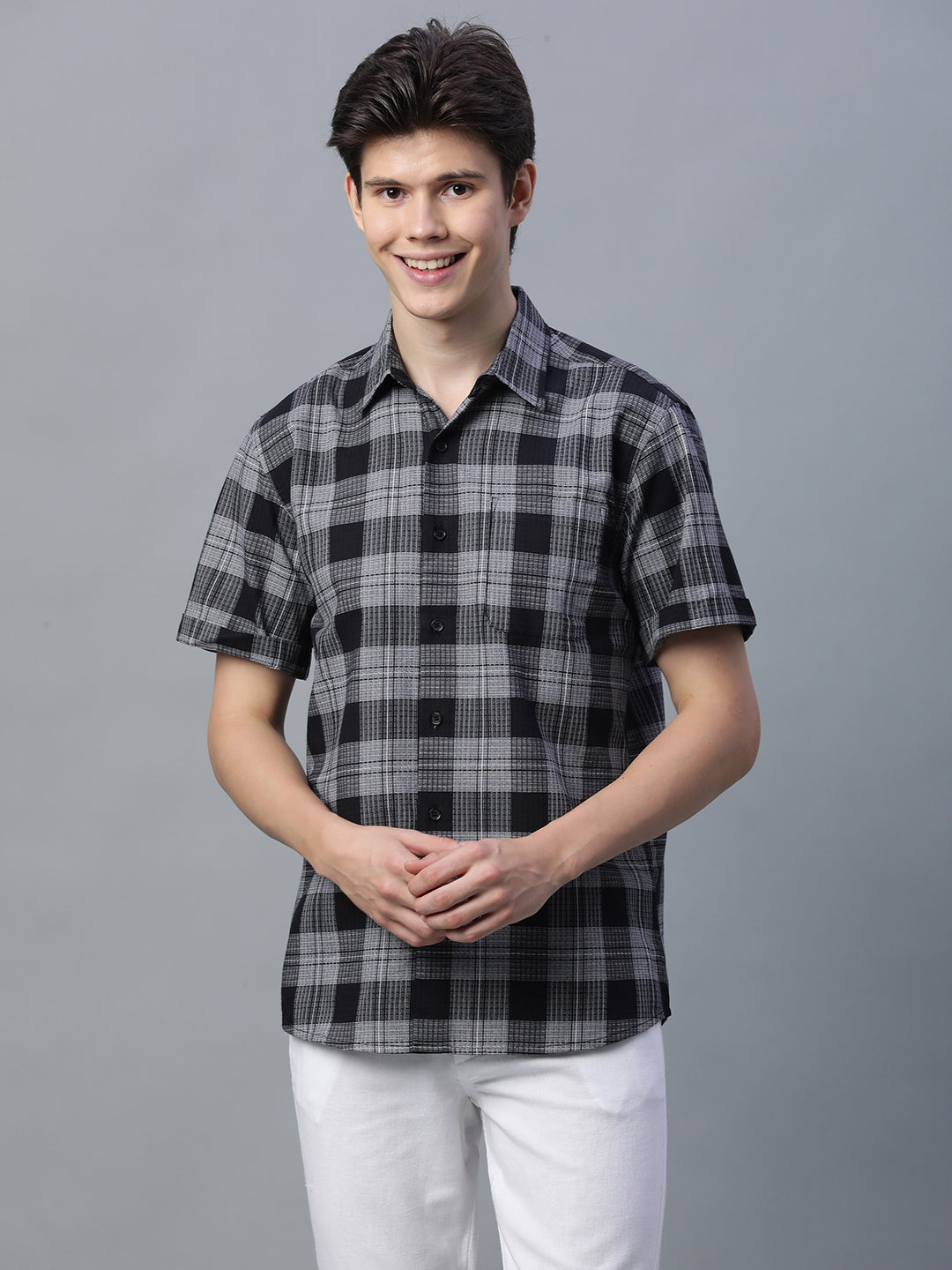 Men's Black 100% Cotton Regular Fit Shirt
