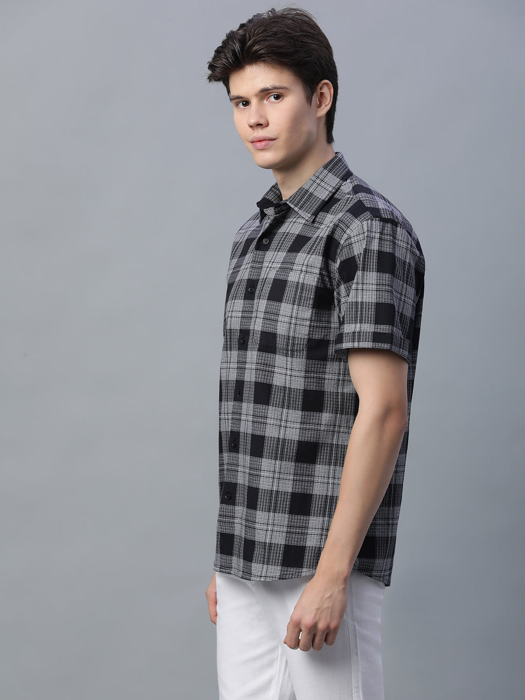 Men's Black 100% Cotton Regular Fit Shirt