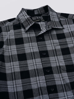 Men’s Cotton Regular Fit Checked Short Sleeve Shirt Black