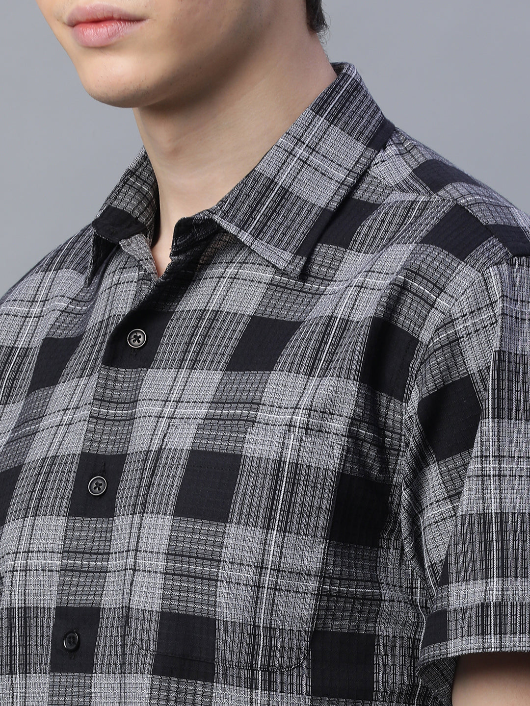 Men's Black 100% Cotton Regular Fit Shirt