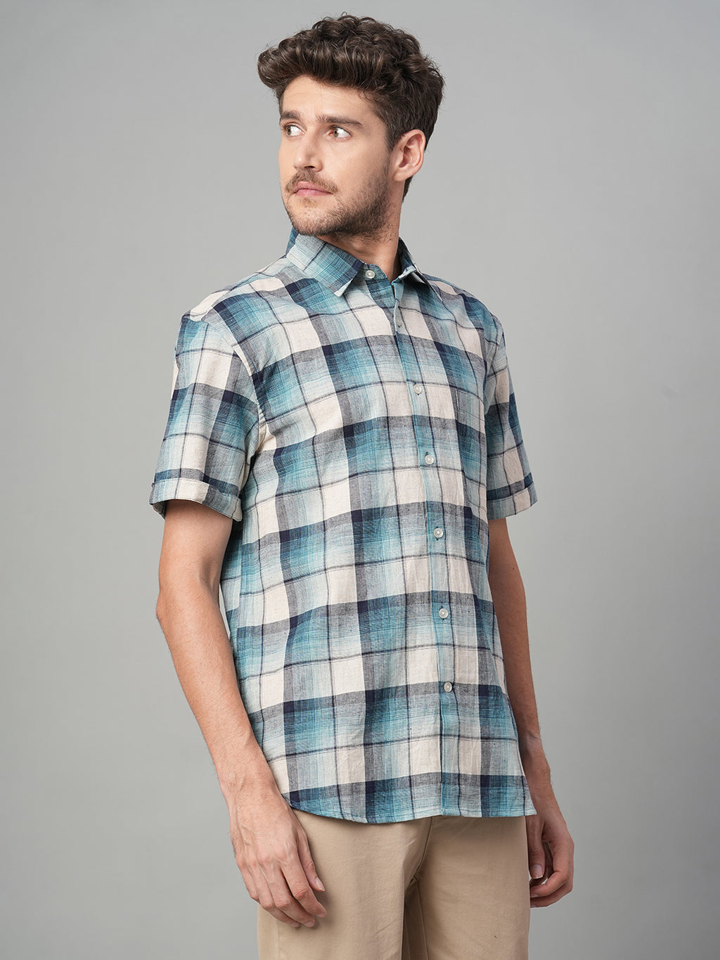 Men's Natural Cotton Linen Regular Fit Shirt