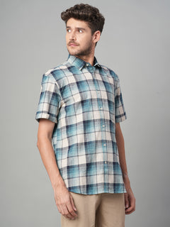 Men's Cotton Linen Regular Fit Stripe Shirt Natural