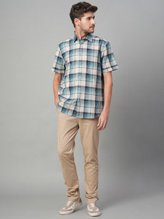 Men's Cotton Linen Regular Fit Stripe Shirt Natural