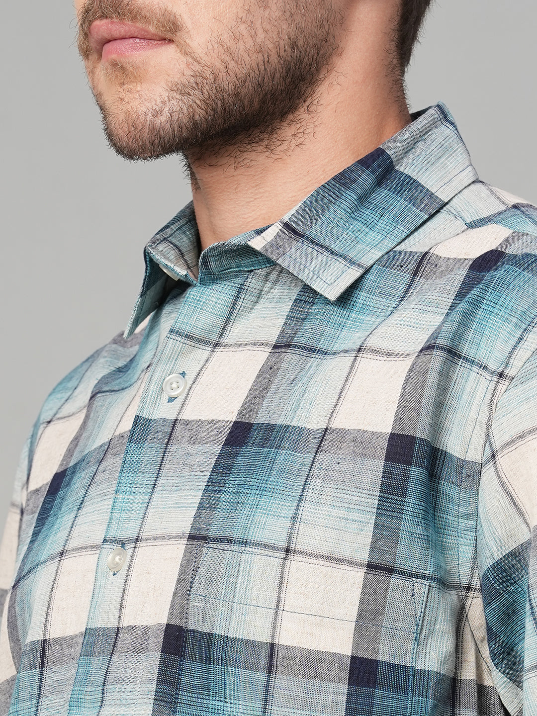 Men's Natural Cotton Linen Regular Fit Shirt