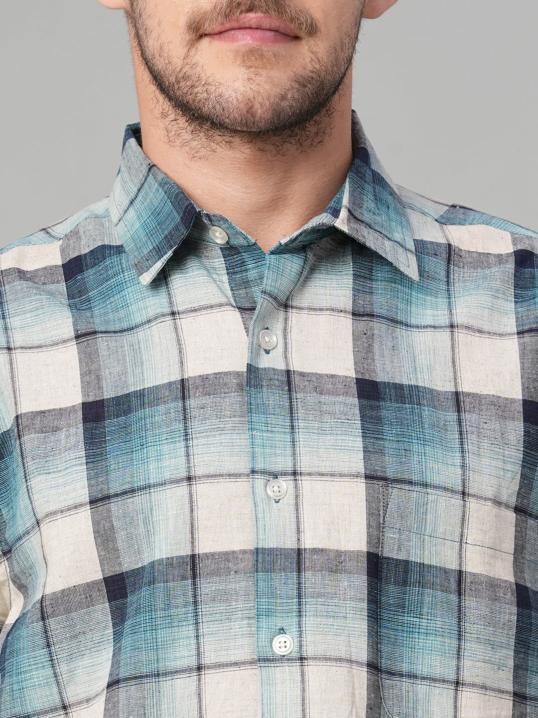 Men's Natural Cotton Linen Regular Fit Shirt