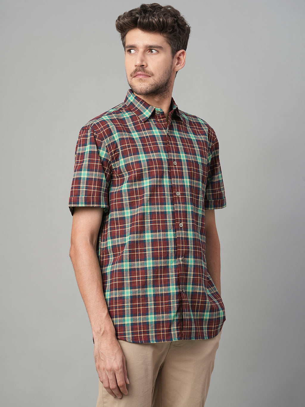 Men's Red Cotton Linen Regular Fit Shirt