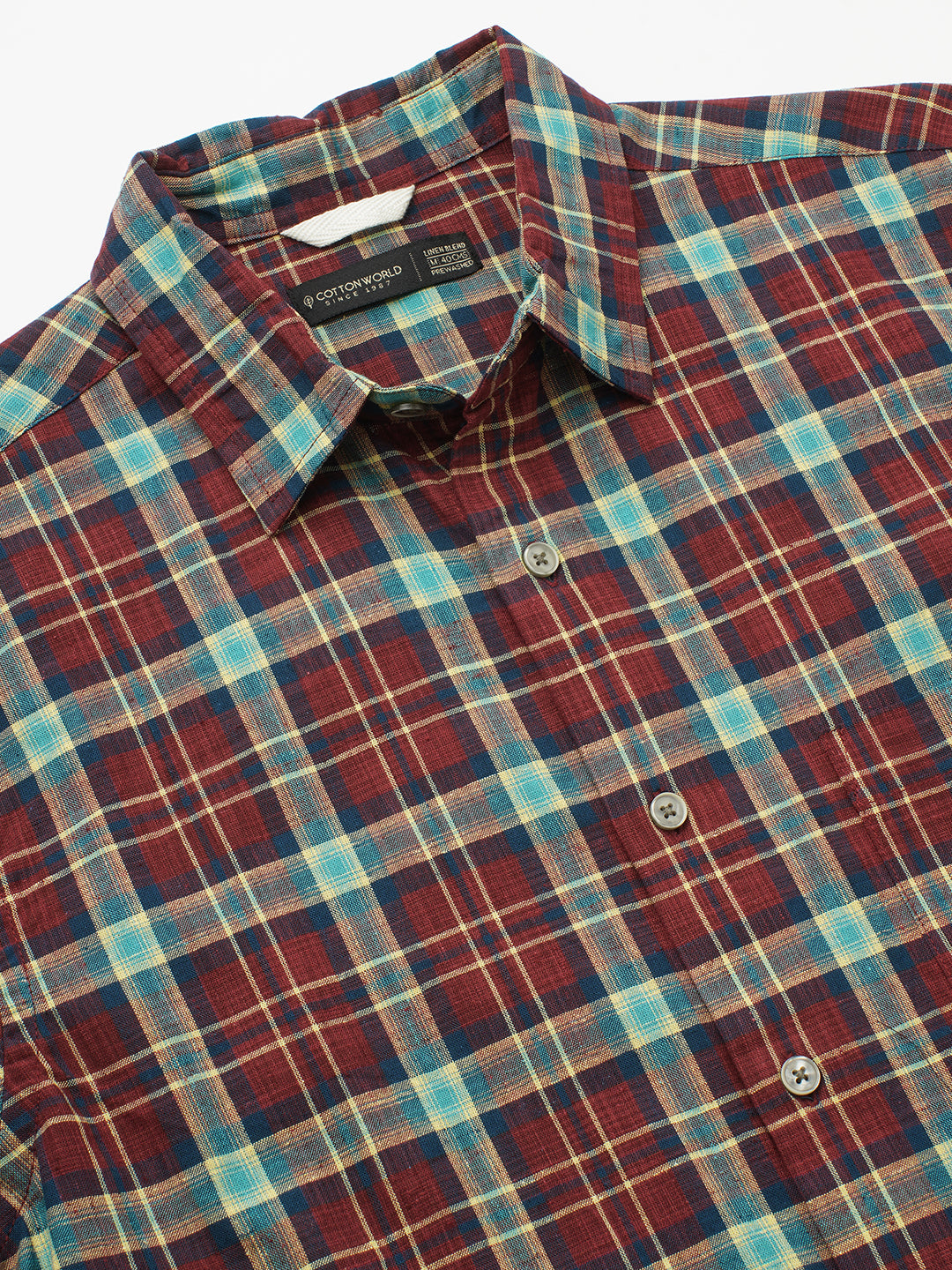 Men's Red Cotton Linen Regular Fit Shirt