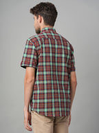 Men's Red Cotton Linen Regular Fit Shirt