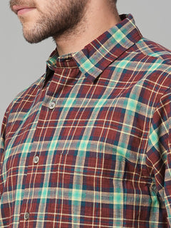 Men’s Cotton Linen Regular Fit Shirt Red