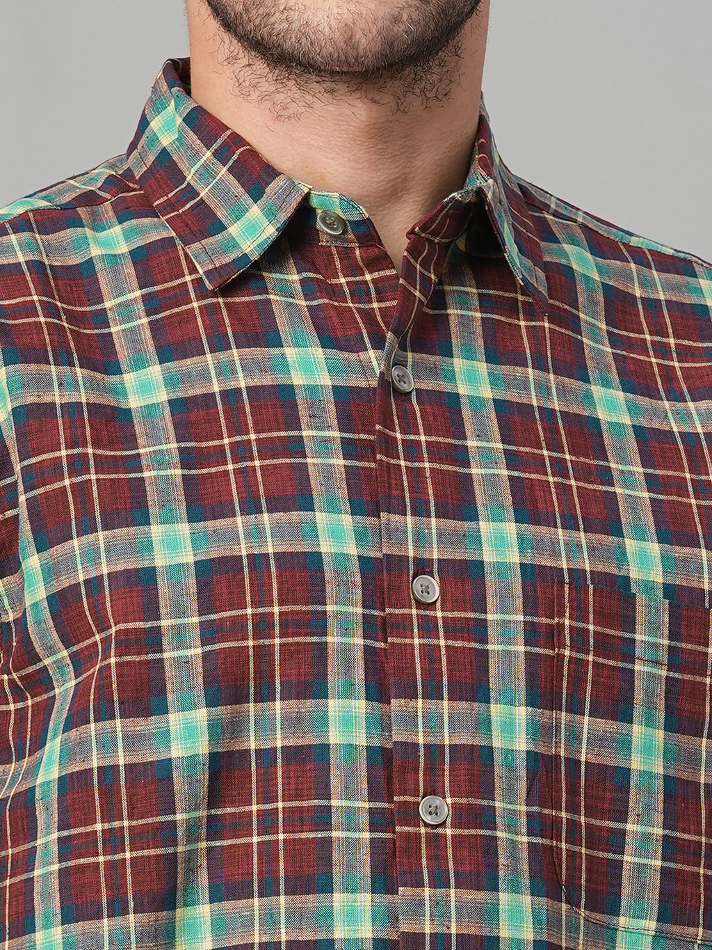 Men's Red Cotton Linen Regular Fit Shirt
