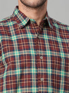 Men's Red Cotton Linen Regular Fit Shirt
