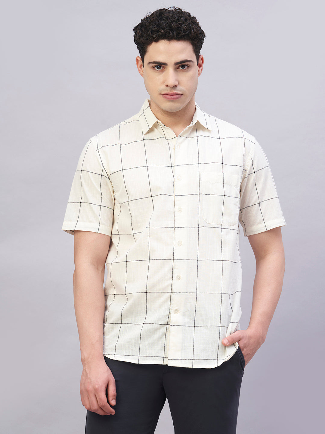 Men's Natural 100% Cotton Regular Fit Shirt