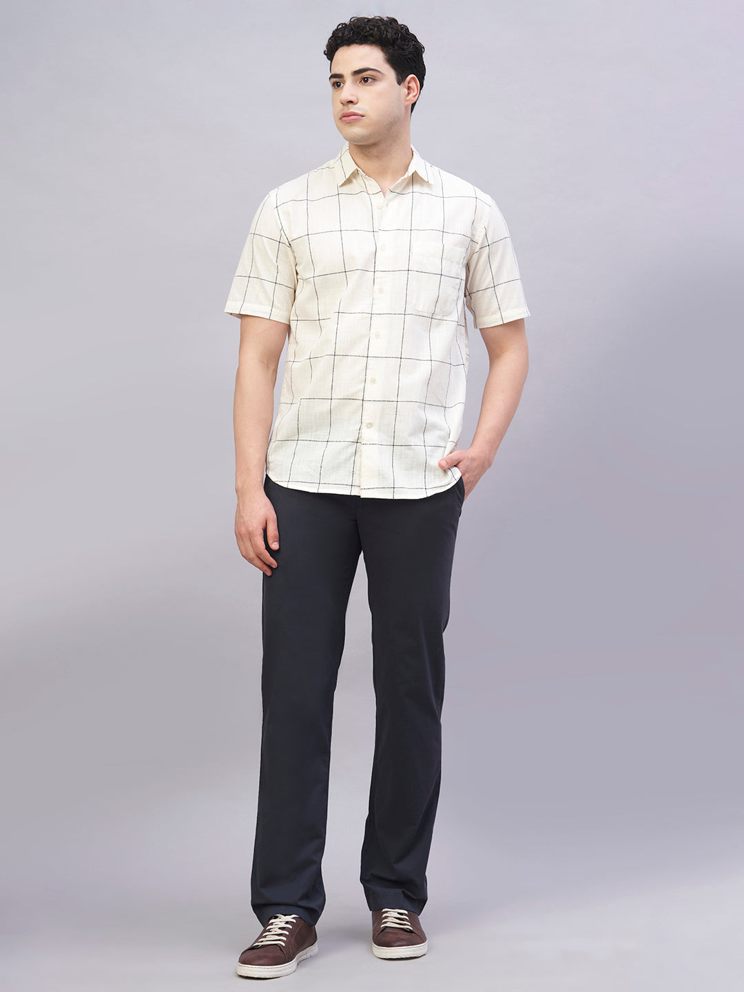 Men's Natural 100% Cotton Regular Fit Shirt