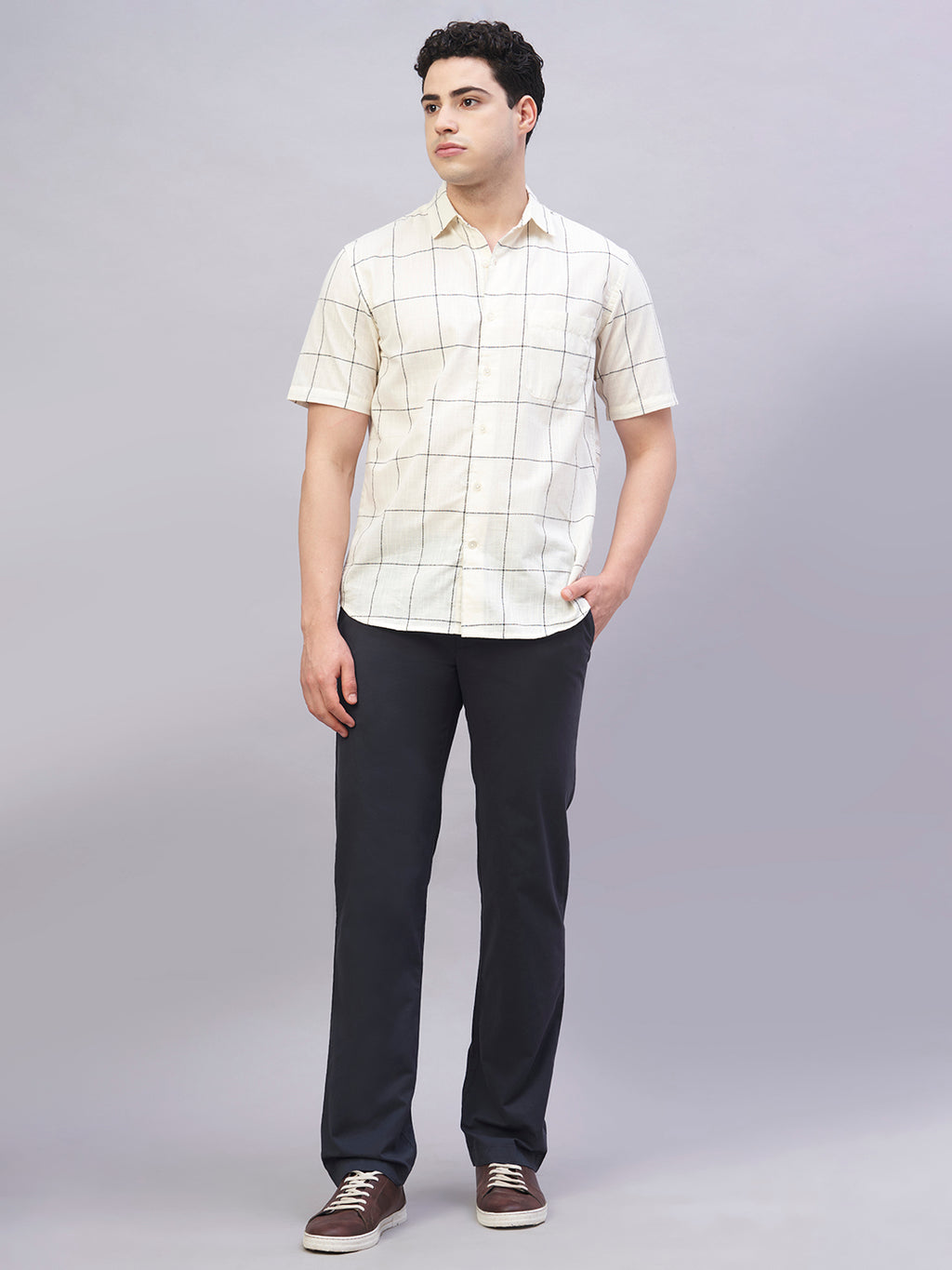 Men's Natural 100% Cotton Regular Fit Shirt