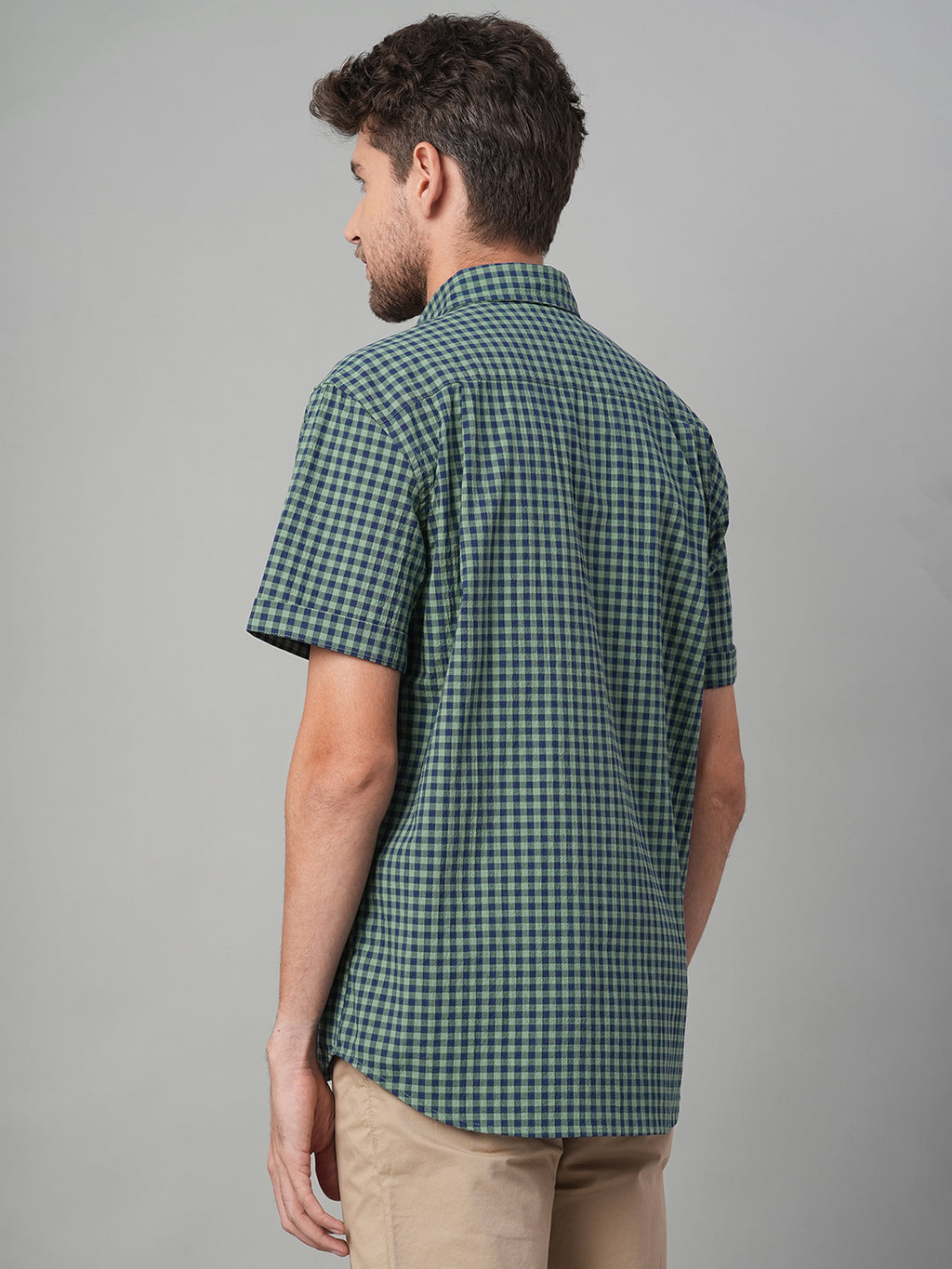 Men's Green Cotton Lycra Regular Fit Shirt