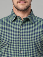 Men's Green Cotton Lycra Regular Fit Shirt