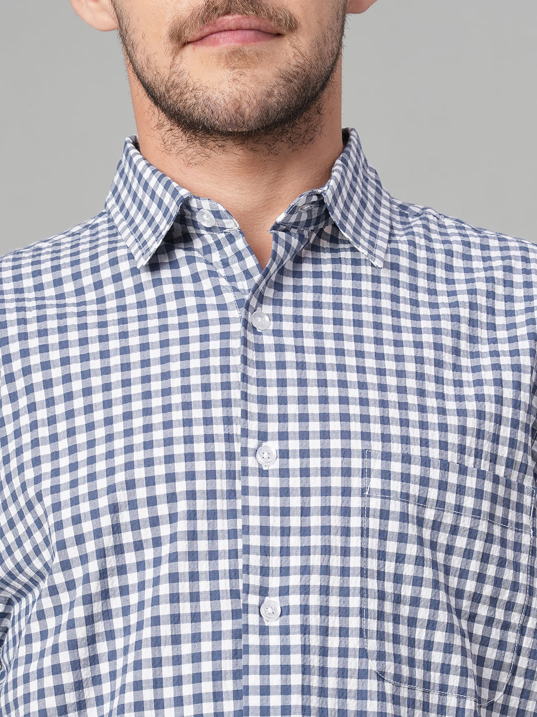 Men's Navy Cotton Lycra Regular Fit Shirt