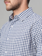 Men's Navy Cotton Lycra Regular Fit Shirt