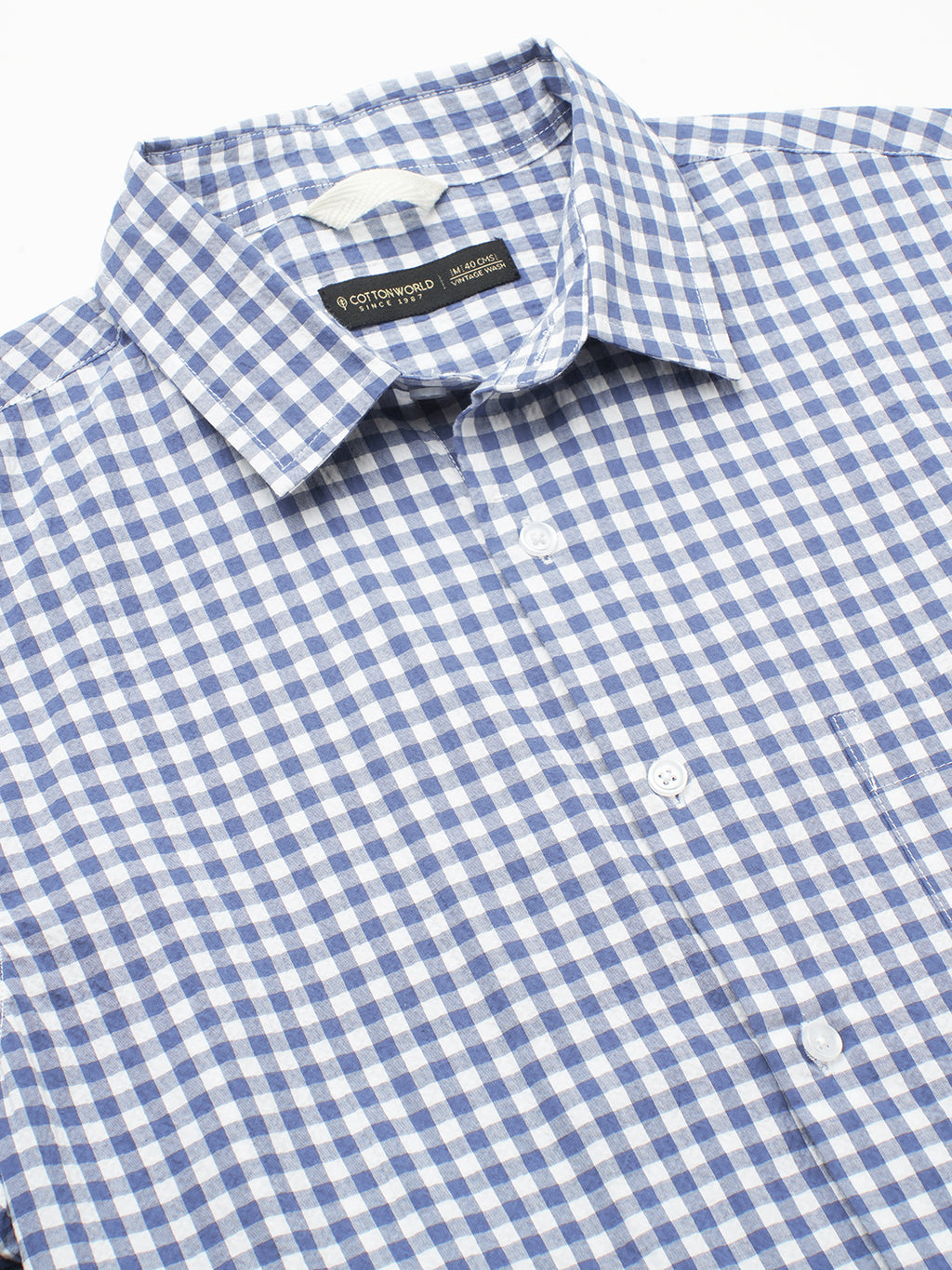 Men's Navy Cotton Lycra Regular Fit Shirt