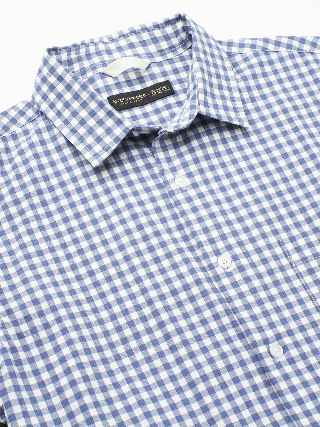 Men's Navy Cotton Lycra Regular Fit Shirt