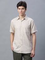 Men's Khaki Cotton Excel Regular Fit Shirt