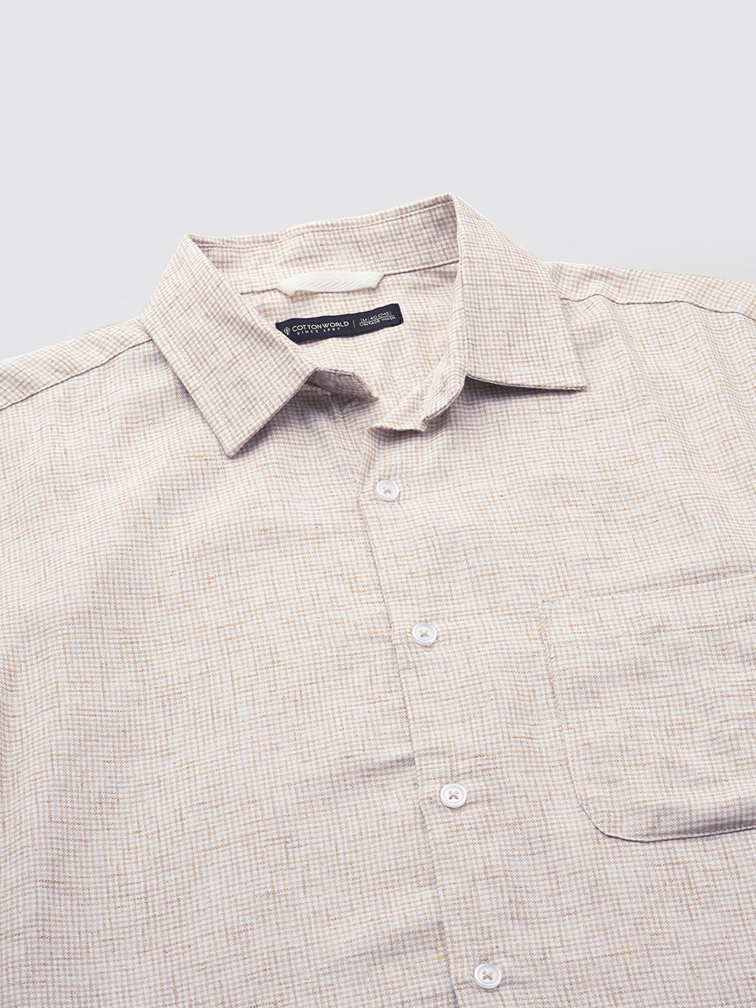 Men's Khaki Cotton Excel Regular Fit Shirt