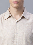 Men's Khaki Cotton Excel Regular Fit Shirt