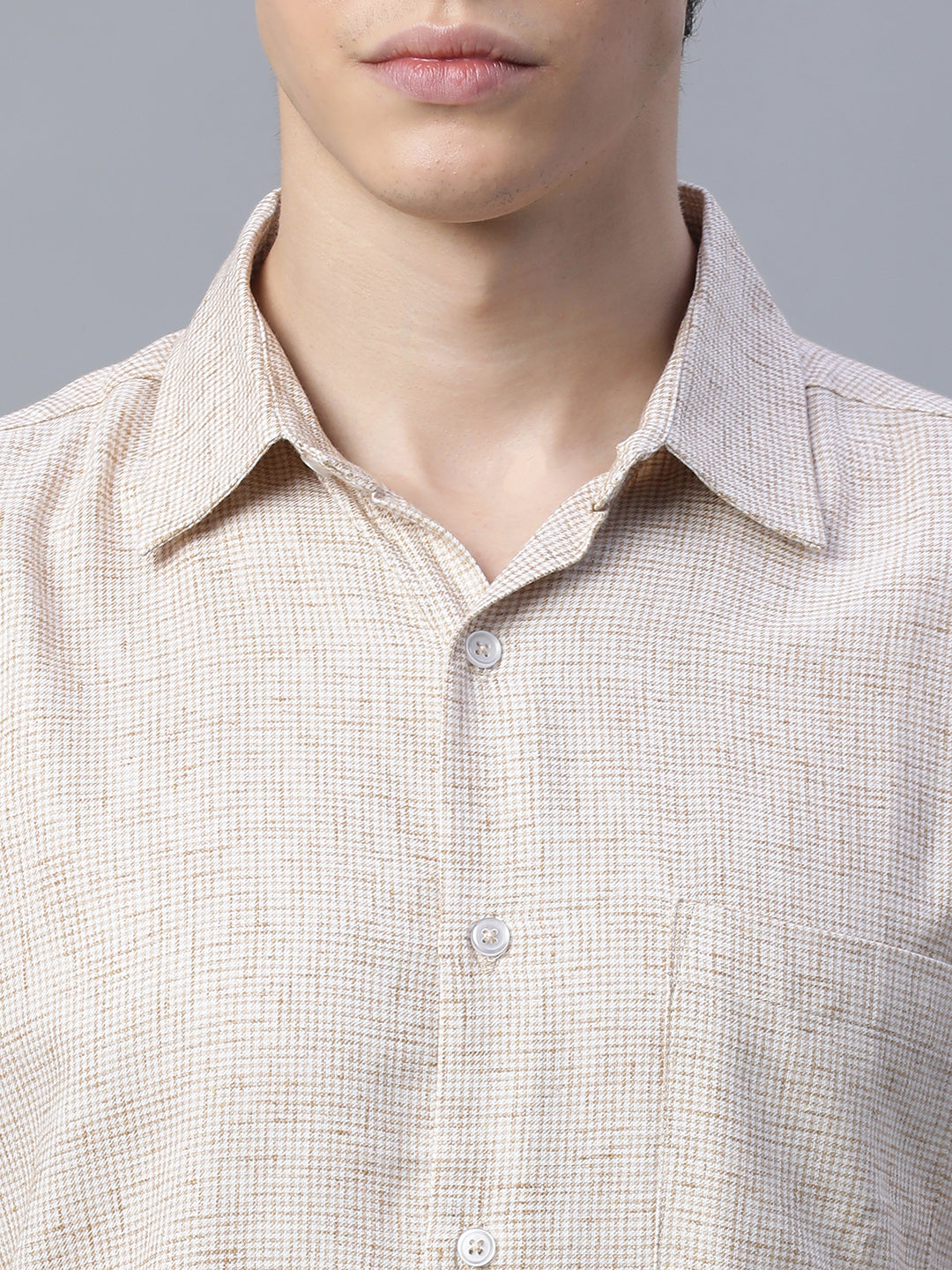 Men's Khaki Cotton Excel Regular Fit Shirt