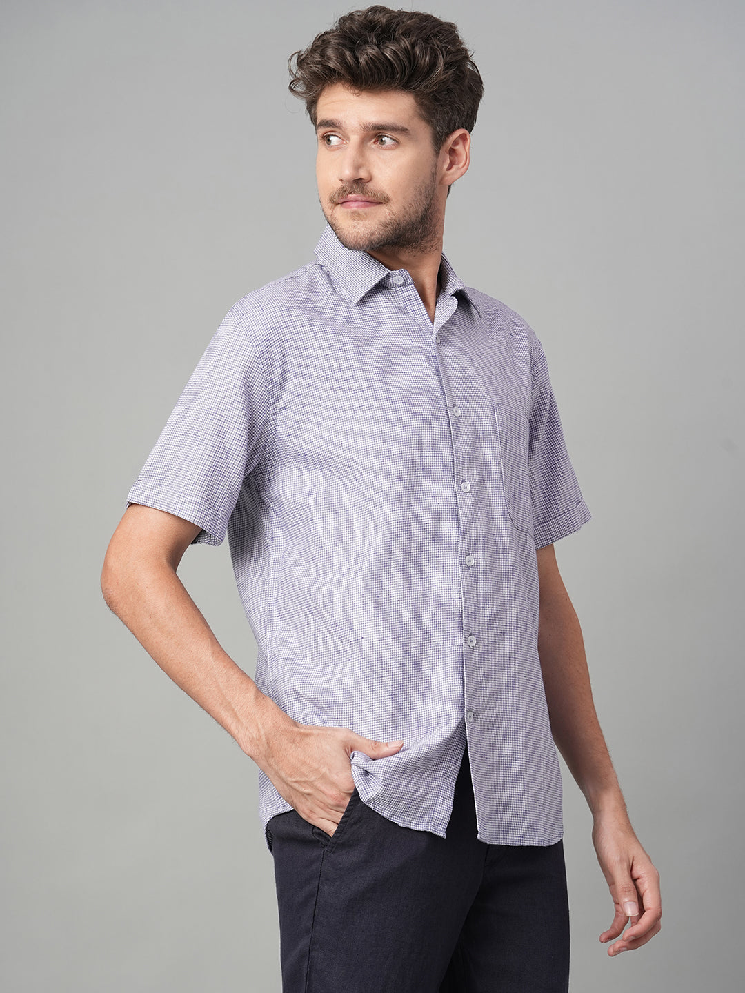 Men's Navy Cotton Excel Regular Fit Shirt