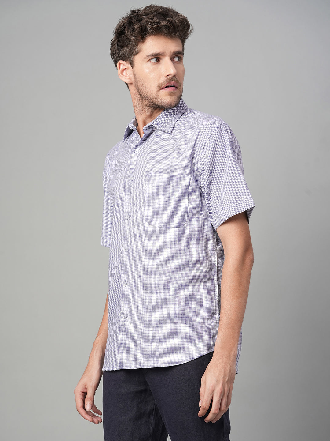 Men's Navy Cotton Excel Regular Fit Shirt