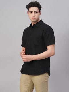 Men’s Cotton Regular Fit Short Sleeve Shirt Black