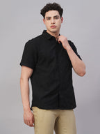 Men's Black 100% Cotton Regular Fit Shirt