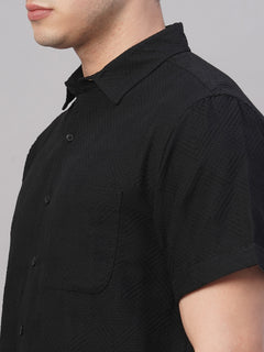 Men’s Cotton Regular Fit Short Sleeve Shirt Black