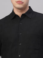Men's Black 100% Cotton Regular Fit Shirt