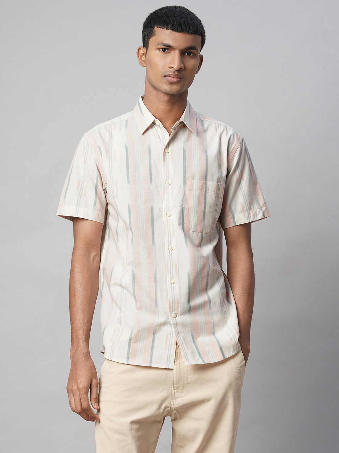 Men's Natural 100% Cotton Regular Fit Shirt