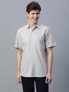 Men's 100% Cotton Micro Check Shirt Green