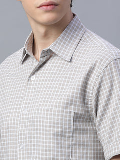 Men's 100% Cotton Micro Check Shirt Green