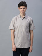 Men's Khaki 100% Cotton Regular Fit Shirt