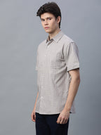 Men's Khaki 100% Cotton Regular Fit Shirt