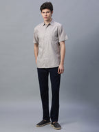 Men's Khaki 100% Cotton Regular Fit Shirt