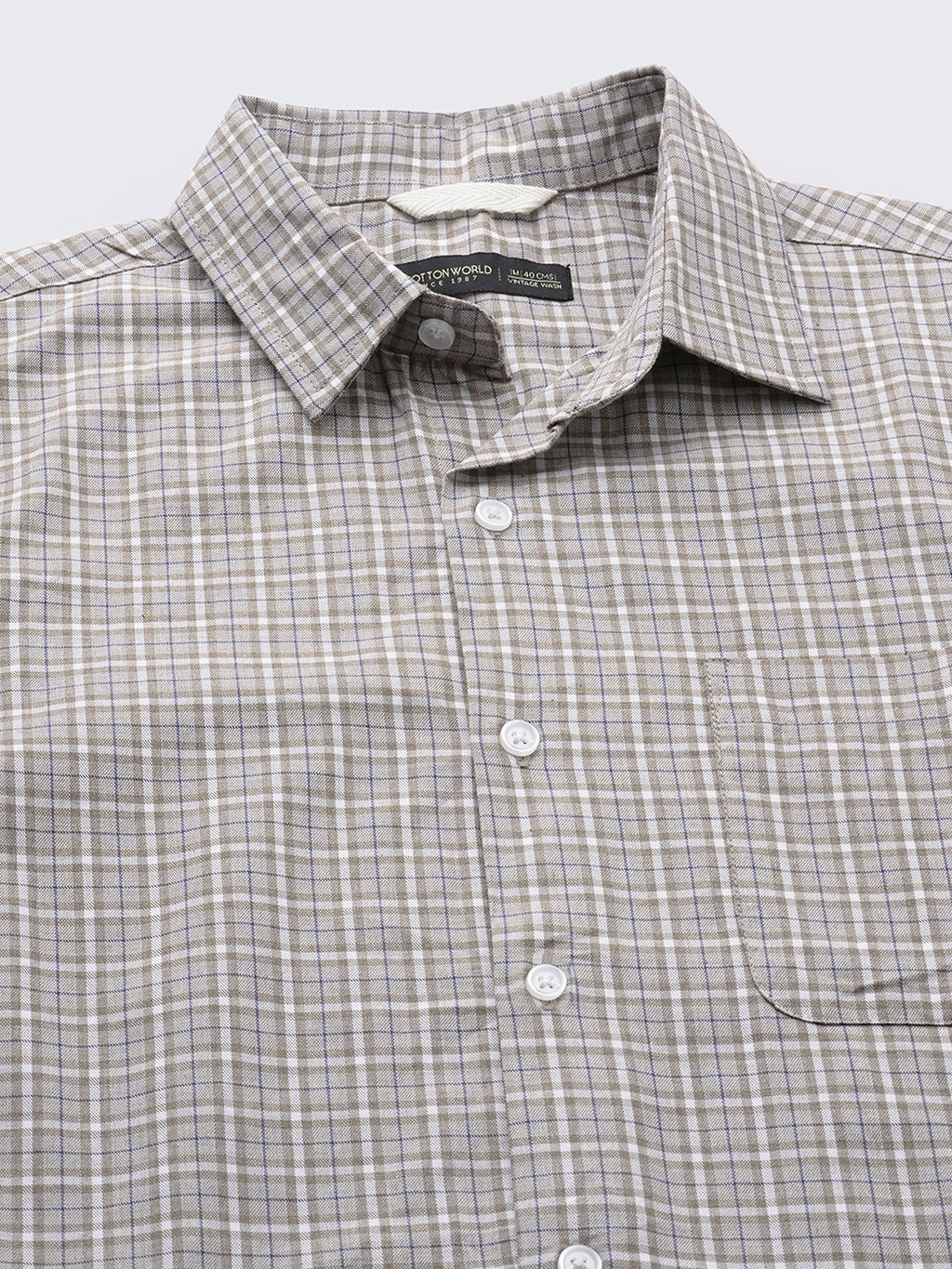 Men's Khaki 100% Cotton Regular Fit Shirt
