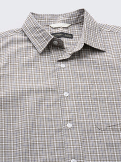 Men's 100% Cotton Micro Check Shirt Khaki