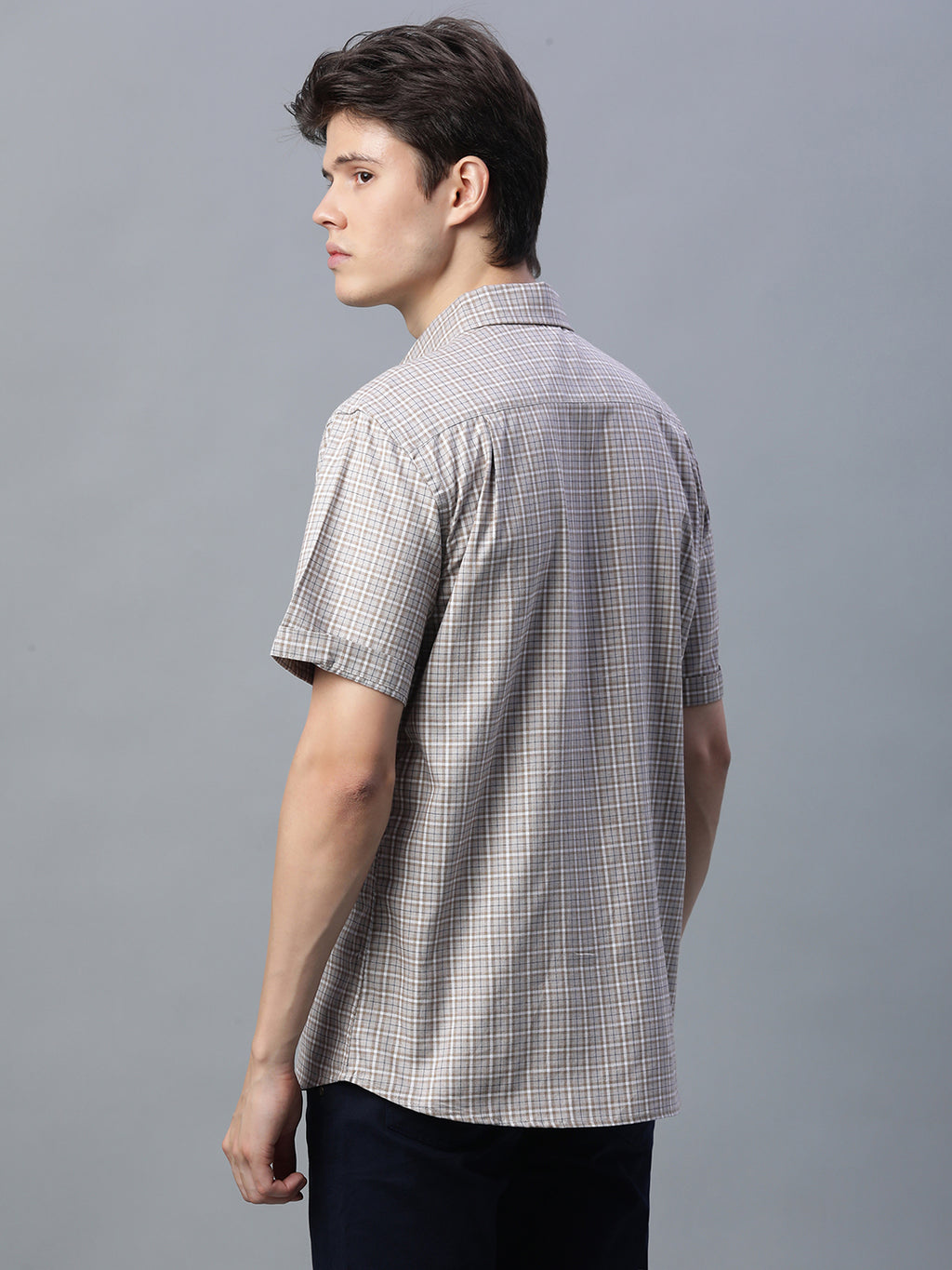 Men's Khaki 100% Cotton Regular Fit Shirt