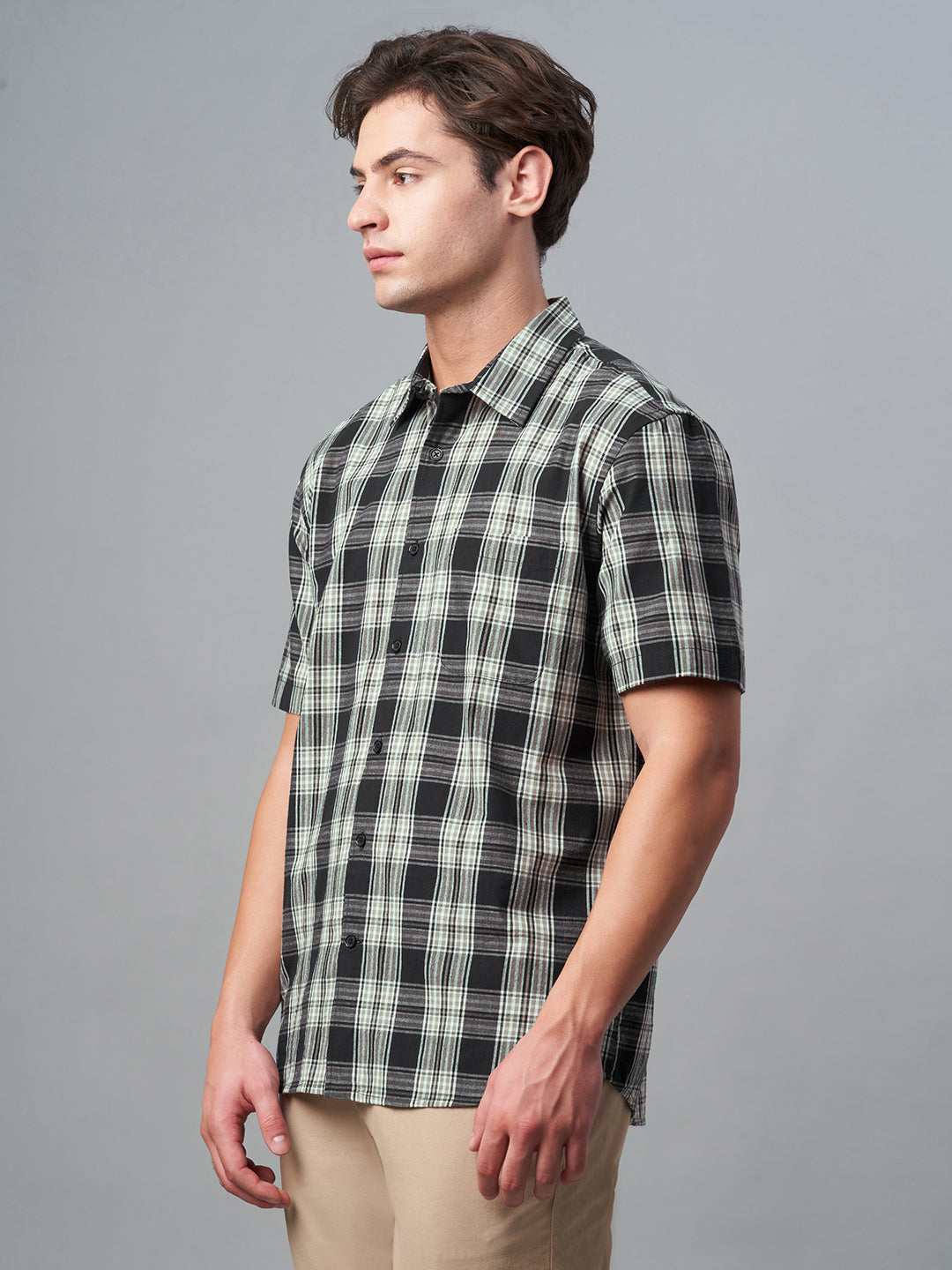 Men's Black 100% Cotton Regular Fit Shirt