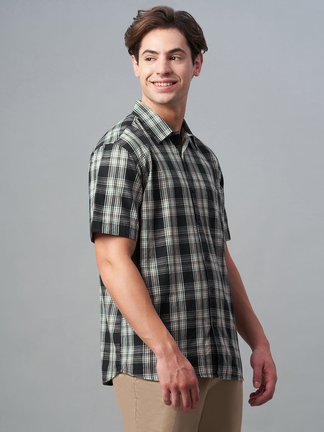 Men's Black 100% Cotton Regular Fit Shirt