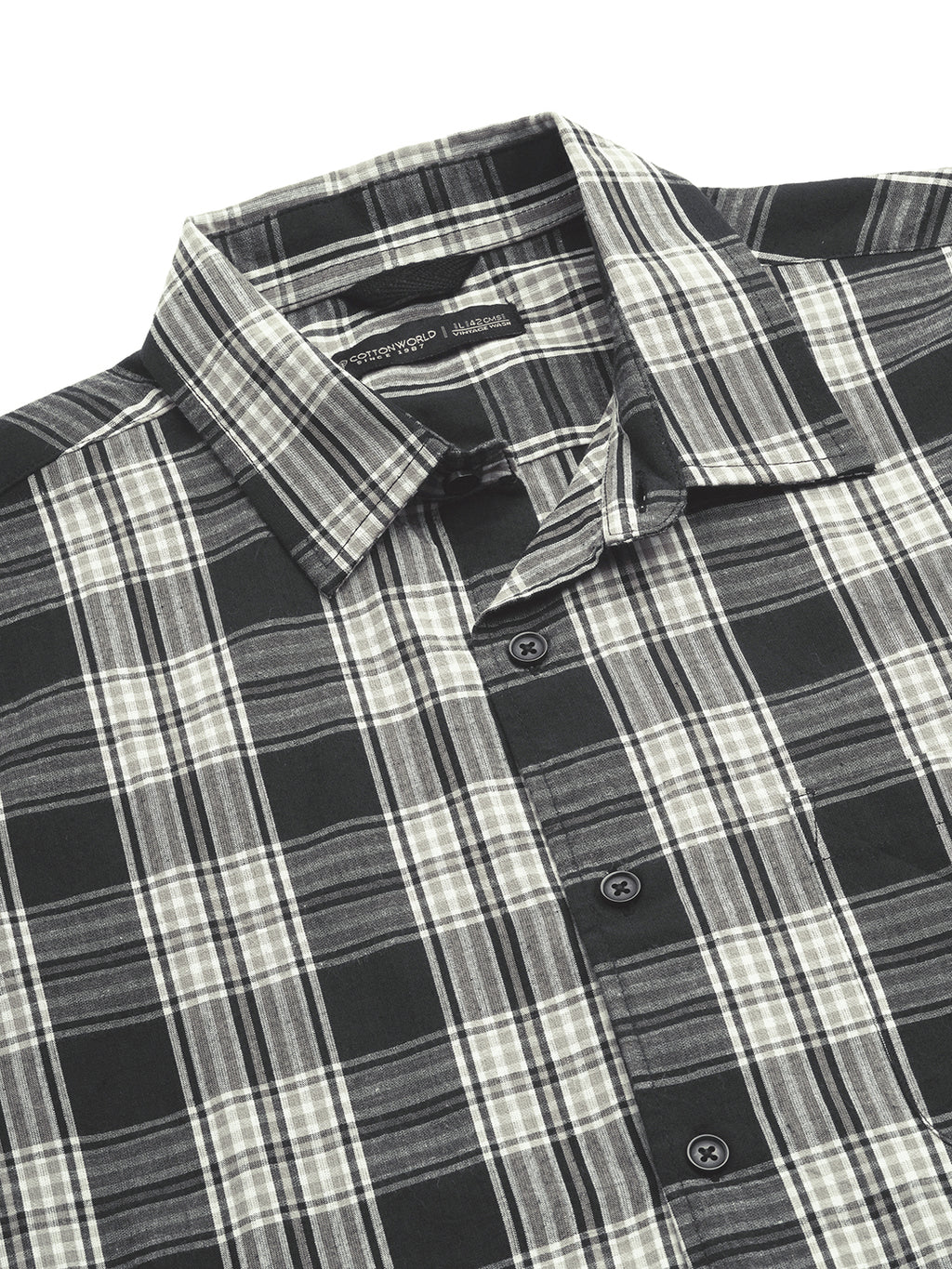 Men's Black 100% Cotton Regular Fit Shirt