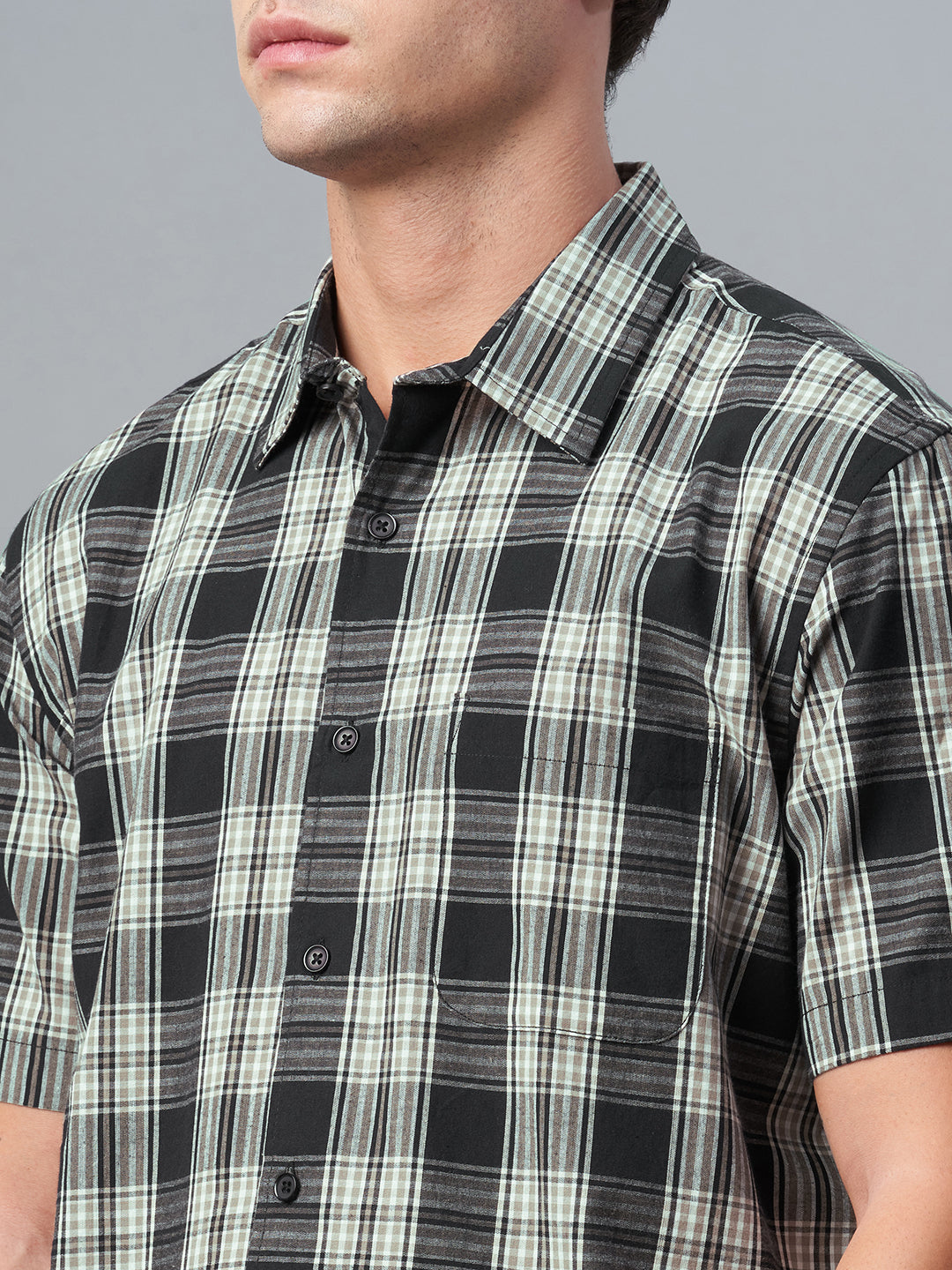 Men's Black 100% Cotton Regular Fit Shirt