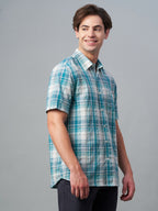 Men's Green 100% Cotton Regular Fit Shirt
