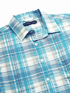 Men’s Cotton Regular Fit Check Short Sleeve Shirt Green